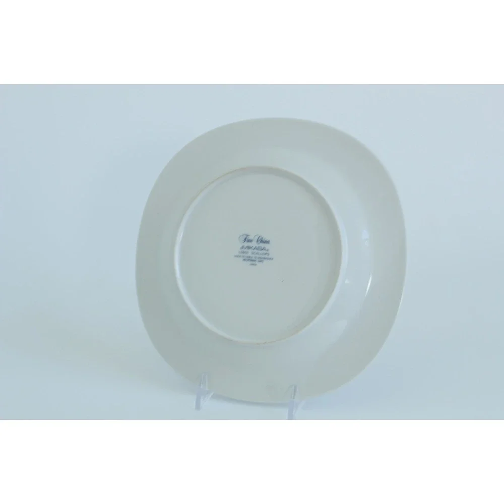Mikasa Scallops Attack Team Cat Dog Fine China Plate White Blue 7.5 Inch Vintage